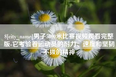 来宾男子5000米比赛视频观看完整版-它考验着运动员的耐力、速度和坚韧不拔的精神